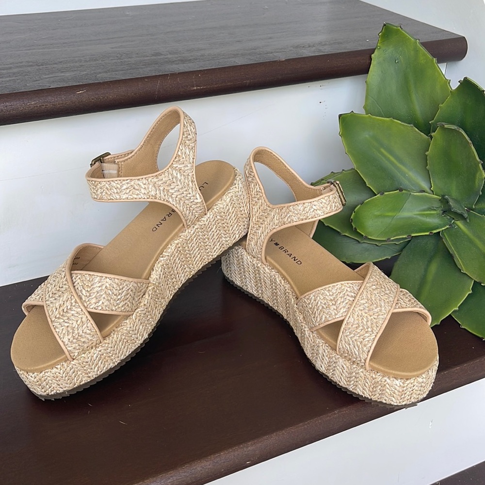 Lucky Brand Woven Platform Sandals Like New